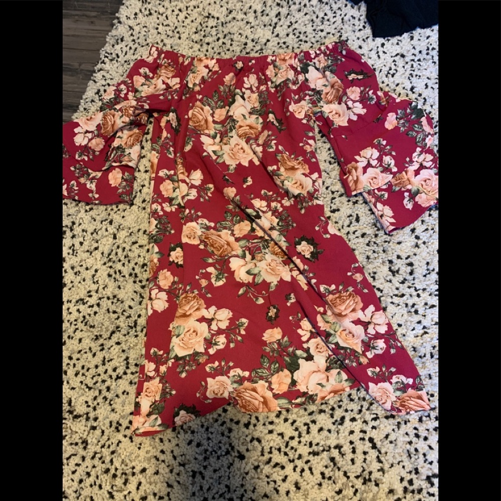 Off the shoulder bell sleeved dress
